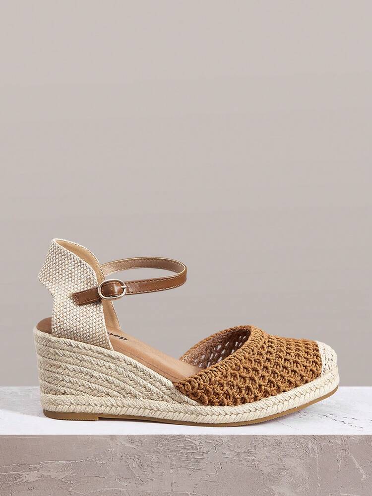 Styleloop Sandalias de plataforma con tacón de cuña para mujer - Camel - Añade 1