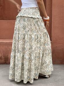 Flora Isola Flora Isola Women's All-Over Print Casual Southern Versatile Daily Skirt Picnic Vacation Beige Summer - Multicolor - View 2
