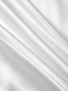 SHEIN 女士纯色翻领休闲百搭日常通勤长袖府绸衬衫 - 白色 - 查看 7