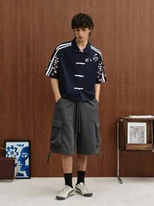 TOKVUE 男士夏季休閒條紋工裝短褲 - 彩色 - 查看 6