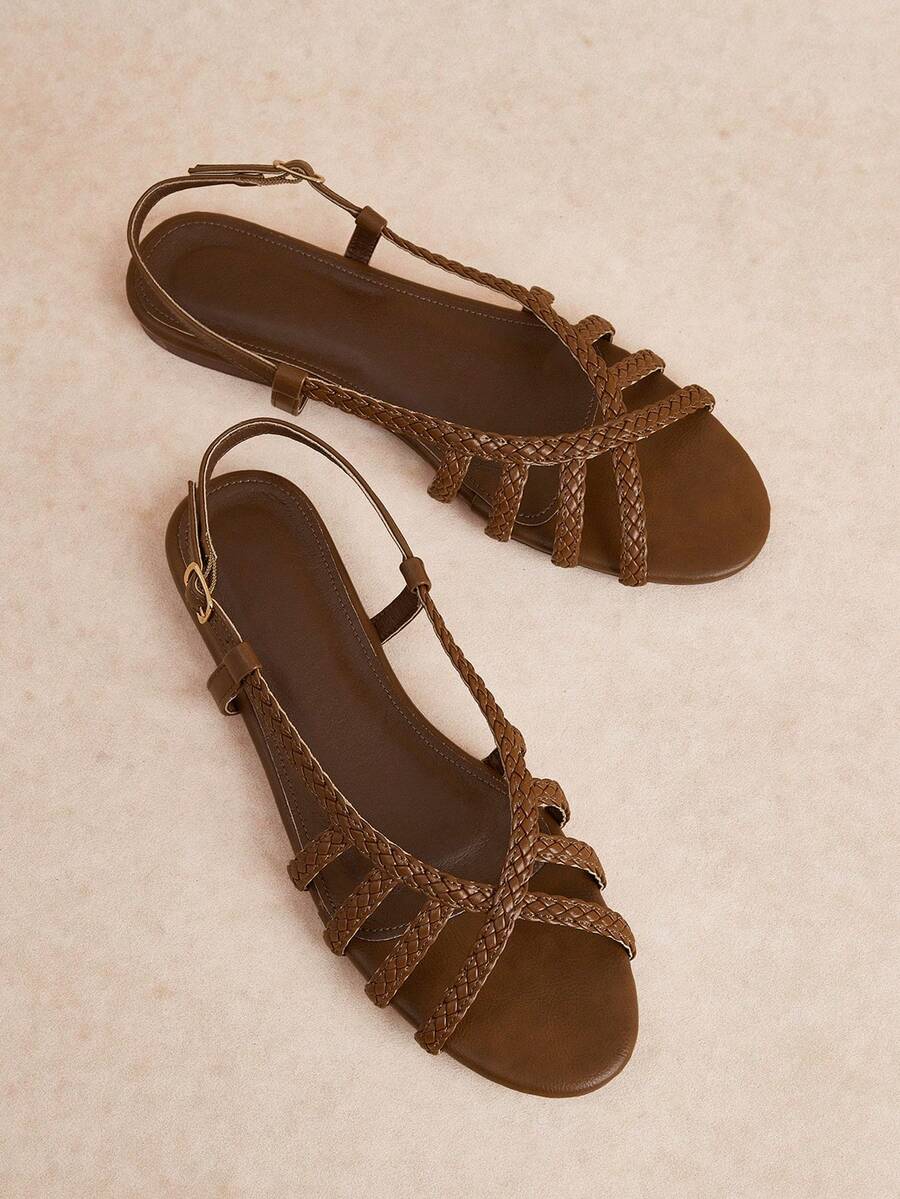 Rosivie Women's Shoes Summer Fashion Casual Versatile Flat Sandals - Coffee Brown - View 1