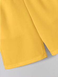 SHEIN Tween Boy Casual Comfortable Patchwork Solid Color 5-Inch Slant Pocket Shorts - Yellow - View 5