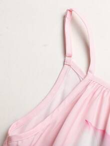 SHEIN Tween Girl 寬鬆休閒無袖花卉印花中長版連身褲 - 白色 - 查看 3