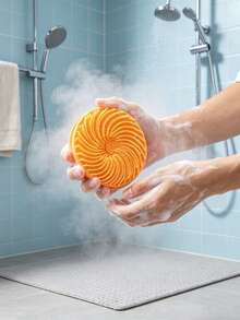 1 pieza Cepillo de ducha giratorio de silicona poligonal portátil, masajeador de champú, exfoliante corporal, masajeador de cuero cabelludo, esponja de baño, limpieza profunda, eliminación de piel muerta, accesorios de spa, cerdas, exfoliante de espalda, herramienta de limpieza de baño portátil - Multicolor - Ver 2