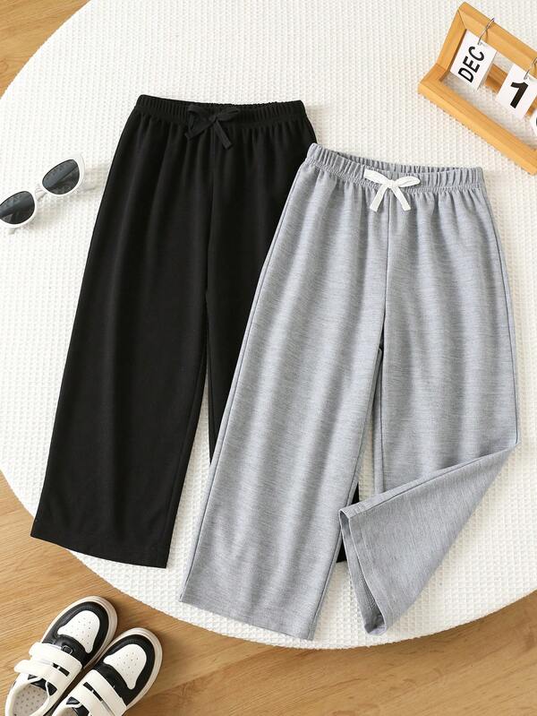 SHEIN 2pcs/Set Young Boy Casual Minimalist Versatile Long Pants Loose Comfortable Suitable For Outings School Back-To-School Party Sports Spring Summer