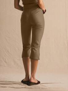 MUSERA Low Waist Split Hem Spring Summer Cosy Cute Daily Girly Vacation Spring Casual Pants - Brown - View 5