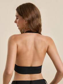 Hourtrue Women's Deep V Romantic Lace Front Closure Lingerie Bra - Black - View 2