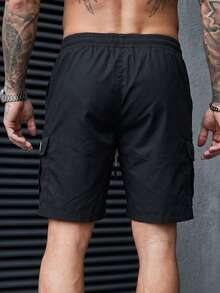 Manfinity Homme Pantalones cortos cargo para hombre de unicolor con cintura elástica, cordón y bolsillos - Multicolor - Ver 8