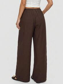 Avantive Women's Solid Color All-Match Versatile Drawstring Loose Casual Long Pants 2pcs - Multicolor - View 4
