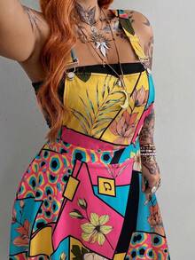 Whyspr Plus Size Spring Summer Multi-Color Patchwork Strap Dress - Multicolor - View 6