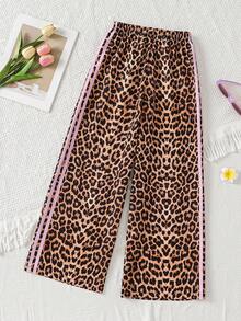Girls' Vacation Casual All-Match Loose & Comfortable Wide Leg Pants, Textured Apricot Fabric, Spring/Summer New, Matching With Sister And Mom,Holiday,Summer,Travel - Brown - View 2