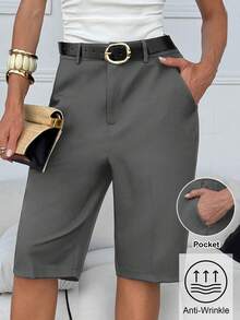 Lavishia Women's Summer Elegant Old Money Style Gray Shorts, Versatile Commuter Brunch Office Work Casual Chic Teachers' Day - Light Grey - View 1