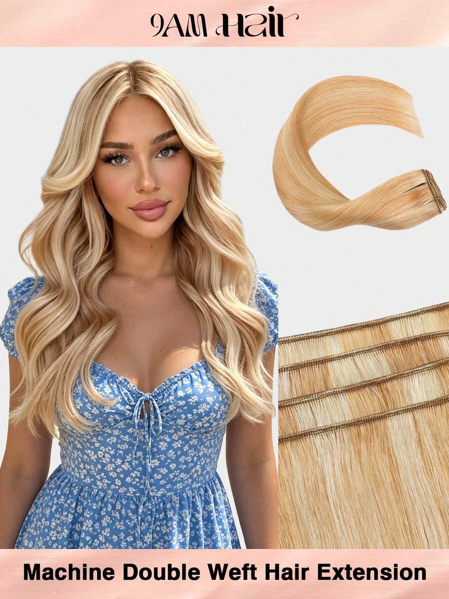 Seamless Natural Blending 100g Sew In Hair Extensions Real Human Hair Black 22inch Remy Double Weft Hair Extensions For Volume And Length - S27/613 - View 1