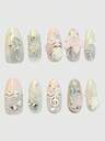 ROMWE Kawaii Cute Lace Edged Romantic Heart Ballerina Style Bow White Wings Metal Music Note Pink Series Handmade False Nail Tips,Mass Produced Energetic Girl Wear