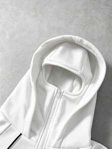 PAVTROS Men's Young Streetwear Striped Colorblock Double Layer Hooded Zip-Up Sweatshirt - White - View 3