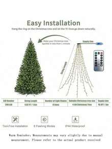 1 PC 200 Warm/Color Light LED Lights With Circular Copper Wire Curtain, USB Powered, 8 Lighting Modes, Suitable For Balcony, Patio, Garden, Wedding, Christmas Tree, Wall, Parties, And Decoration. - multicolor - View 5