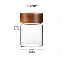 1pc Glass Storage Jar, Airtight Food Container With Wooden Lid, Transparent Glass Canister Suitable For Pantry, Kitchen To Store Flour, Sugar, Tea, Coffee, Snacks, Spices, Etc. - Multicolor - View 10