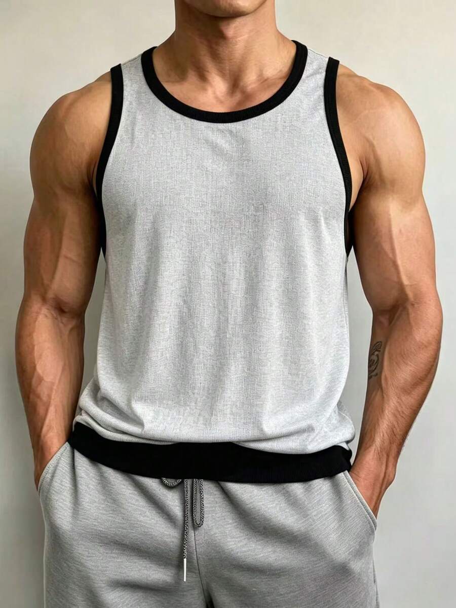 Manfinity Dauomo 男士休閒拼色寬鬆無袖背心上衣 夏季款 - 彩色 - 查看 1
