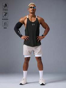 Acti Log Men's Round Neck Black And White Sports Tank Top, Gym - Black - View 8