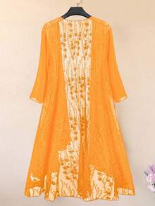 EMERY ROSE Plus Size Women's Embroidered Vacation Fashion Versatile Blouse - Yellow - View 2
