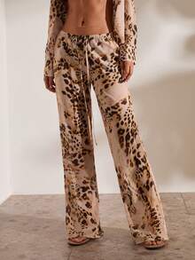 Opulessa Spring Summer Vacation Woven Printed Women's Long Pants - Rust Brown - View 2