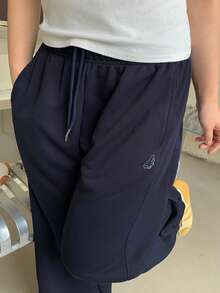 Dazy Plus 美式女款休閒商務休閒運動寬腿運動褲，彈性腰頭，青少年女孩大尺碼，夏季海軍藍 - 藏蓝色 - 查看 2
