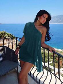 Women Mini Dresses - Dove Blue - View 8