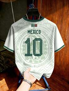 Men's Aesthetic Soccer Jersey, Mexico No. 10 Design, Inspired By The World Cup, Ideal For Matches, Street Wear, Parties And Everyday Use, For Men, Teens And Fans - 白色 - 查看 2