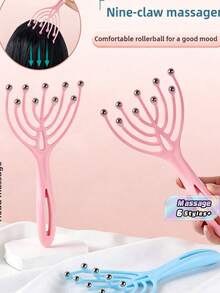 1pc 9-Claw Head Massager, Manual Scalp Massage Claw, Hair Brush, Suitable For Stress Relief, Pressure Reduction, Itching Relief, Self-Care Essential, Multi-Functional Manual Massage Tool, Home Decor, Gift For Women And Men - 9 Claw Head Massage Comb - View 2