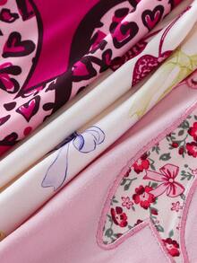 SHEIN Playful Pals 4套幼童女嬰可愛豹紋花卉蝴蝶結荷葉袖軟綿兩件式套裝 夏季短褲上衣套裝 度假海灘穿搭 粉色白色 - 彩色 - 查看 8