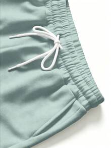PAVTROS Plus Size Men's Casual Drawstring Pocket Loose Shorts - Blue - View 6