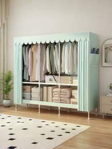 1Large-Capacity Portable Wardrobe, Modern And Simple, With A High-End Style. It Features A Solid-Color Patterned Fabric Cover And A Simple Garment Organizer. It Is Designed With Multiple Independent Hanging Areas And Storage Drawers For Storage Space - Multicolor - View 5