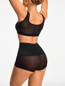 SHAPORA Women's Crop Top & Skirt & Body Shaper Set - Black - View 7