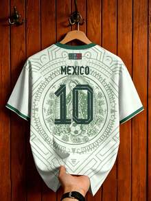Men's Aesthetic Soccer Jersey, Mexico No. 10 Design, Inspired By The World Cup, Ideal For Matches, Street Wear, Parties And Everyday Use, For Men, Teens And Fans - 白色 - 查看 4