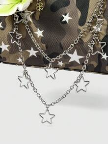 ROMWE Goth An American-Style Retro Camo Shoulder Bag With Star-Patterned Chains, Lace, And A Bow Embellishment For The Armhole. - Multicolor - View 4