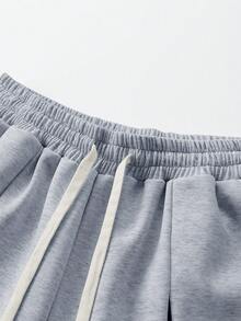 PAVTROS Pantalones cortos casuales para hombres de unicolor con cordón en la cintura y bolsillos - Gris - Ver 6
