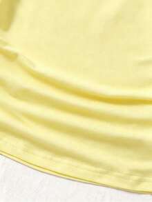 SHEIN Simple Off-Shoulder T-Shirts For Older Girls In Spring And Summer, Slim-Fit Sleeveless Tops For Summ - Yellow - View 4