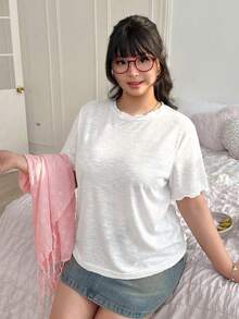 CovetEZ 大尺碼春夏度假休閒T恤與細肩帶背心透視紋理兩件組 - 淺粉色 - 查看 4