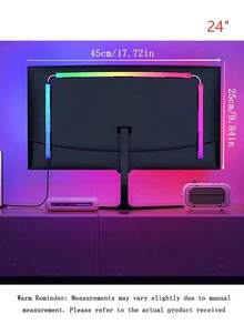 1 قطعة ضوء محيط شاشة الكمبيوتر RGB، مناسب لشاشات كمبيوتر 24"/32"، يعمل بالطاقة من منفذ USB، شريط إضاءة لشاشة الكمبيوتر والتلفزيون، مناسب لشاشات الألعاب والحواسيب الشخصية، لخلق جو مميز في غرفة الألعاب، مع تأثيرات إضاءة ديناميكية، سهل التركيب - USB - مشاهدة 12