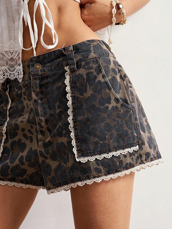 Bohemela Casual Woven Leopard Print Loose Fit Women's Shorts