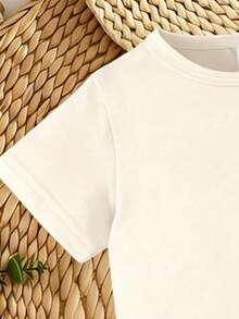 SHEIN 1 Set Baby Boys Casual Fashion Cool Cartoon Face Checkerboard Pattern "MAMA'S BOY" Letter Print Short Sleeve T-Shirt And Shorts Set, Suitable For Summer Outings - Multicolor - View 4