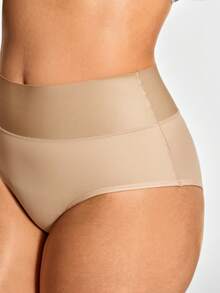 SHAPORA Plus Size Shaping High-Waisted Brief Shapewear Short Body Shaper Butt Lifter-Tummy Waist Control, Panty - Apricot - View 4