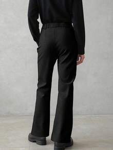 Manfinity Hypemode Men's Solid Color Daily Wear Flared Dress Pants For Ceremony Formal - Black - View 2