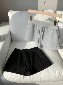 Comfortcana 女款素色抽繩腰鬆身休閒百搭短褲 - 彩色 - 查看 4