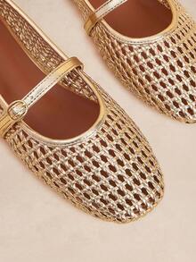 Rosivie Women's New Fashion French Style Soft Ballerina Flats Bow Decor Suede Loafers Square Toe Valentine's Day - Gold - View 6