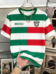 Manfinity Joysei Men's Mexico Color T-Shirt, Suitable For World Cup, Holiday - Green - View 1
