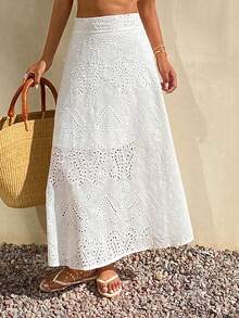 DAZY Summer Loose Casual Vacation Style Flared Embroidered Women's Skirt - White - View 5