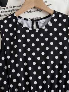 SHEIN Teen Girl Polka Dot Print Ruffle Hem Tank Top And Pants Set - Multicolor - View 7