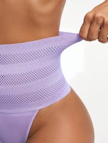 SHAPORA Women's Solid Color High Waist Comfortable Breathable Daily Shapewear Bottom - Purple - View 6