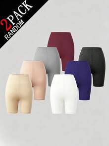Young Girls Leggings Set Blind Box Style (7 Randomly Sent 2 Pieces) Includes Multi-Color Solid Basic Styles Covering Light Pink, Sky Blue, White, Black, Rose Red, Purple, Nude, Etc. Fabric Is Lightweight Smooth Polyester Fabric, Fits Body Without Tightness, Machine Washable, Smooth Handle - Multicolor - View 2